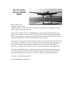 A preview of a PDF biography for Cameron, John Charles